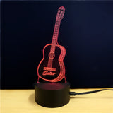 3D Led Light - Night Lamp - Guitar - 7 Colors, 2 Light Modes - India Gadgetz