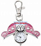 Broach Type Beautiful Enchanting Butterfly Key Chain Charm - Quartz Watch - Pink - India Gadgetz