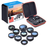 Apexel 10-In-1 Clip On Mobile Phone Camera Lens Kit Macro Zoom Wide CPL Filters - India Gadgetz