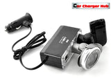 Car Charger Hub: Dual USB + Dual Cigarette Lighter Port - India Gadgetz