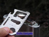 11-in-1 Stainless Steel Multi Function Pocket Survival Credit Card Size Tool Kit - India Gadgetz