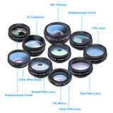 Apexel 10-In-1 Clip On Mobile Phone Camera Lens Kit Macro Zoom Wide CPL Filters - India Gadgetz