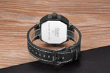 Oulm HP3878 Stylish Men Quartz Watch: Leather Watchband: Two Time Zones Wristwatch: Casual, Formal - Black - India Gadgetz