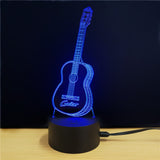 3D Led Light - Night Lamp - Guitar - 7 Colors, 2 Light Modes - India Gadgetz