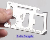 11-in-1 Stainless Steel Multi Function Pocket Survival Credit Card Size Tool Kit - India Gadgetz