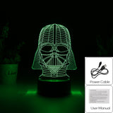 3D Led Light - Night Lamp - Star Wars Darth Vader - 7 Colors, 2 Light Modes - India Gadgetz