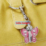 Broach Type Beautiful Enchanting Butterfly Key Chain Charm - Quartz Watch - Pink - India Gadgetz