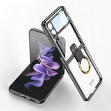 India Gadgets - Premium Samsung Galaxy Z Flip4 Electroplated Transparent Phone Case With Ring: Slim Fit