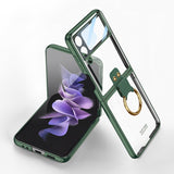 India Gadgets - Premium Samsung Galaxy Z Flip4 Electroplated Transparent Phone Case With Ring: Slim Fit