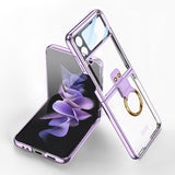 India Gadgets - Premium Samsung Galaxy Z Flip4 Electroplated Transparent Phone Case With Ring: Slim Fit