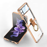 India Gadgets - Premium Samsung Galaxy Z Flip4 Electroplated Transparent Phone Case With Ring: Slim Fit