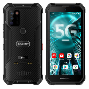 India Gadgets - Conquest S21 5G Rugged Android Mobile Phone: 8Gb + 128Gb: 5.7" FHD+ Display: 2W Loudspeaker: 48MP Camera: 4400mAh Battery With 18W Fast Charging: Waterproof Smartphone