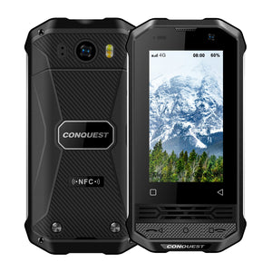 India Gadgets - Conquest F2 Mini Rugged Android 12 Mobile Phone: 6Gb + 128Gb: 3" HD+ Display: Infrared Remote: 2W Front Loudspeaker: 16MP Camera: 3700mAh Battery with 10W Fast Charging: Waterproof Smartphone